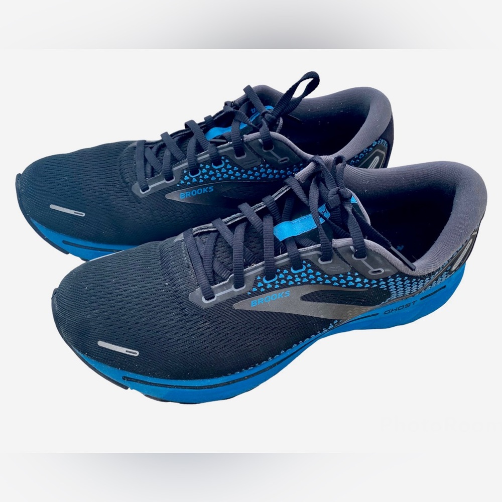 Men’s Brooks Ghost 14 Running Shoes | black & blue | size 12 wide